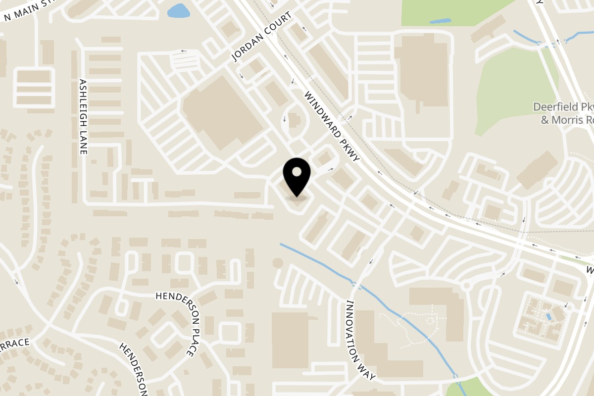 Map showing the location of Java Saga Alpharetta on 2905 Jordan Ct h in Alpharetta